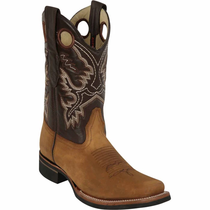 Men's Tan Square Toe Cowboy Boots - Los Altos Dress Western Boots - Affordable Leather