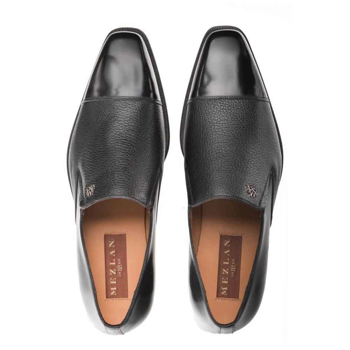 Mezlan Shoes Made in Spain - Mezlan Milani Calfskin & Deerskin Black Slip On Men's Loafers