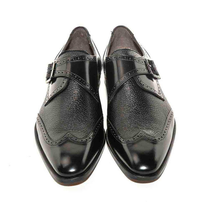 Mezlan Shoes Made in Spain - Senator By Mezlan In Black Monkstrap Genuine Deerskin