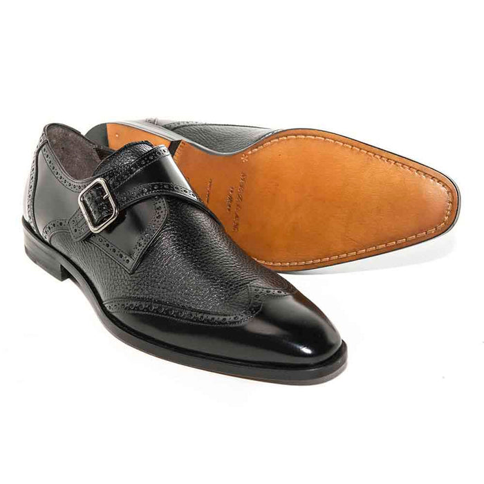 Mezlan Shoes Made in Spain - Senator By Mezlan In Black Monkstrap Genuine Deerskin