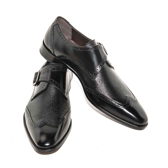 Mezlan Shoes Made in Spain - Senator By Mezlan In Black Monkstrap Genuine Deerskin