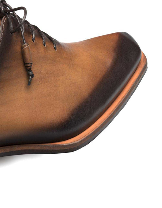 Mezlan Shoes Made in Spain - Mezlan Cognac Asymmetric Plain Toe Oxford