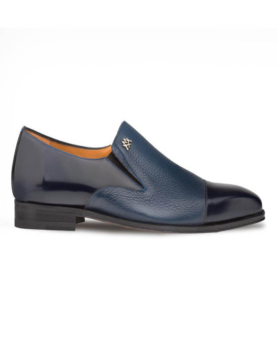 Mezlan Shoes Made in Spain - Mezlan Milani Blue Deerskin & Calfskin Leather Mens Loafer