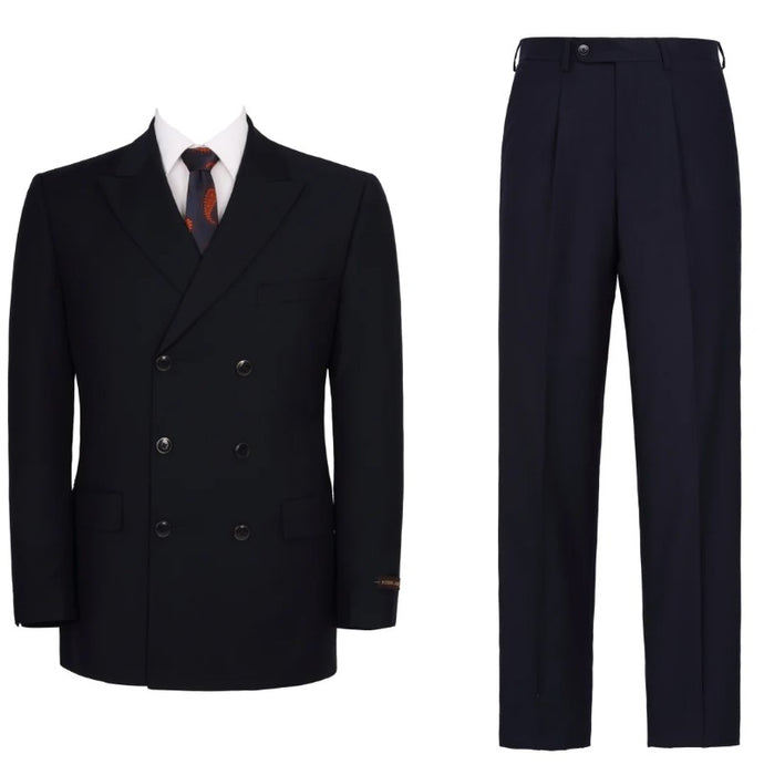 Black Mens Double Breasted Suit 2-Piece Classic Fit Suit