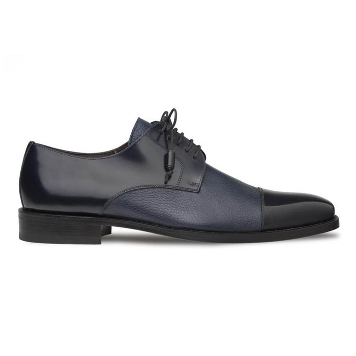 Mezlan Shoes Made in Spain - Mezlan Soka Navy Blue Deerskin & Calf Lace-Up