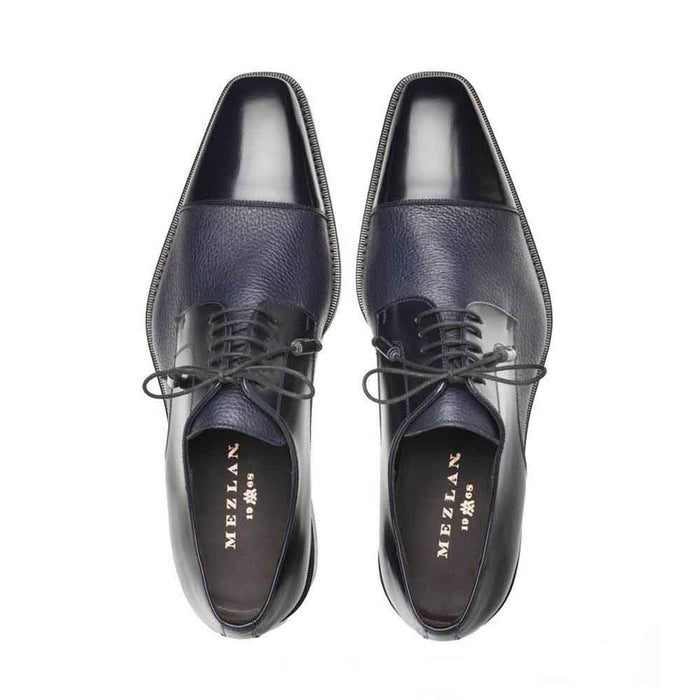 Mezlan Shoes Made in Spain - Mezlan Soka Navy Blue Deerskin & Calf Lace-Up