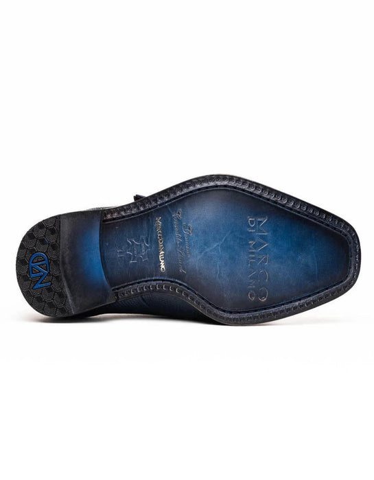 Men's Blue Crocodile Lizard Print J Toe Cowboy Boots - Western Monk Strap Unique Design Boots