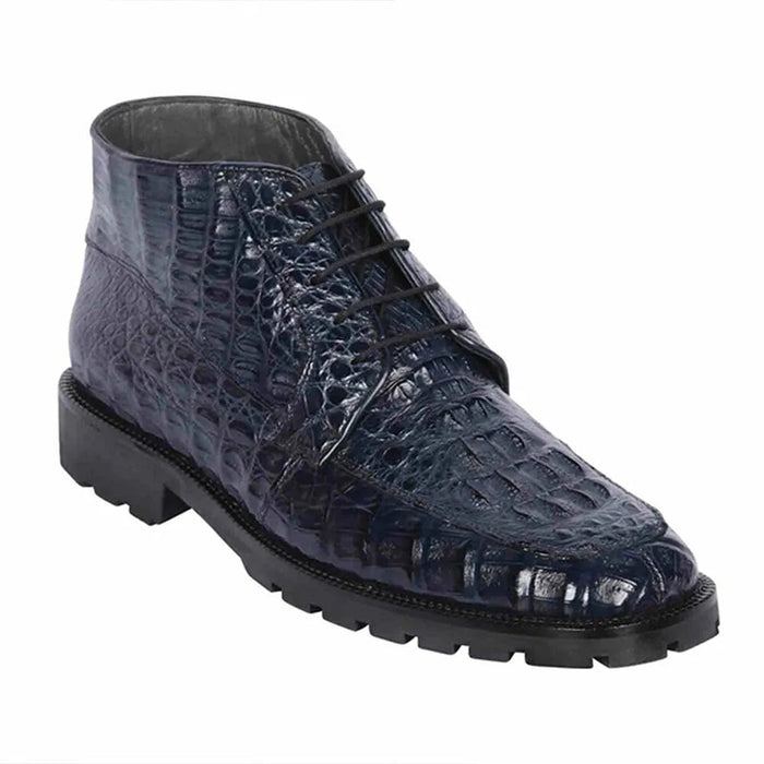 Men's Genuine Caiman Hornback Square Toe Cowboy Boots - Los Altos Navy