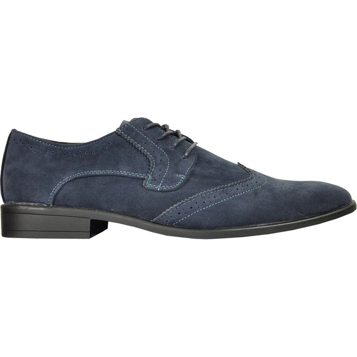 Cheap Discounted Priced - Navy  Vegan Suede Wingtip Dress Shoe for Men - Wedding & Prom