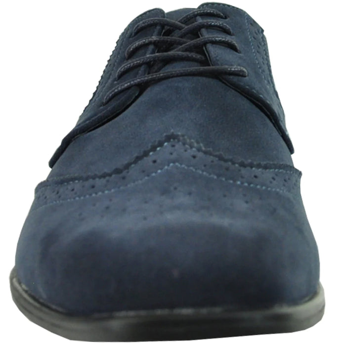 Cheap Discounted Priced - Navy  Vegan Suede Wingtip Dress Shoe for Men - Wedding & Prom