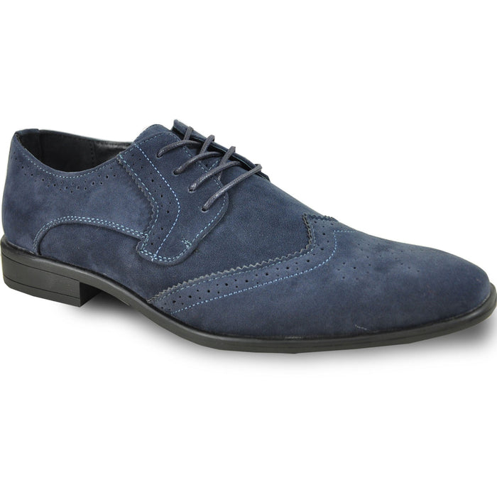 Cheap Discounted Priced - Navy  Vegan Suede Wingtip Dress Shoe for Men - Wedding & Prom