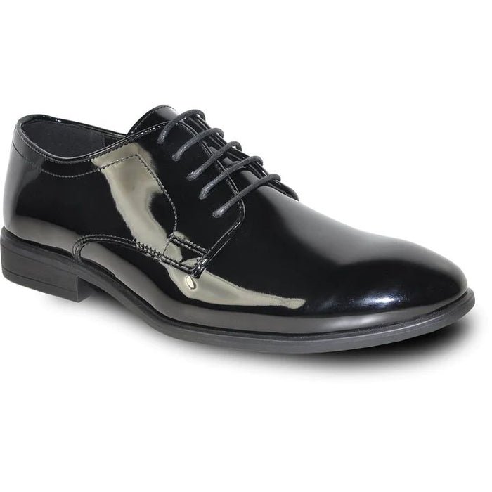 CHEAP DISCOUNTED PRICED - MENS CLASSIC PLAIN TOE SHINY PATENT OXFORD DRESS SHOE IN BLACK