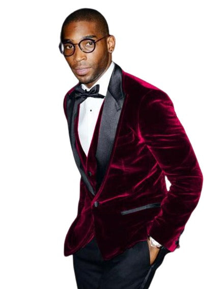 Men's Burgundy Velvet ~ Crushed Velour Tuxedo Men's blazer Jacket ~ Sport coat Burgundy Tuxedo