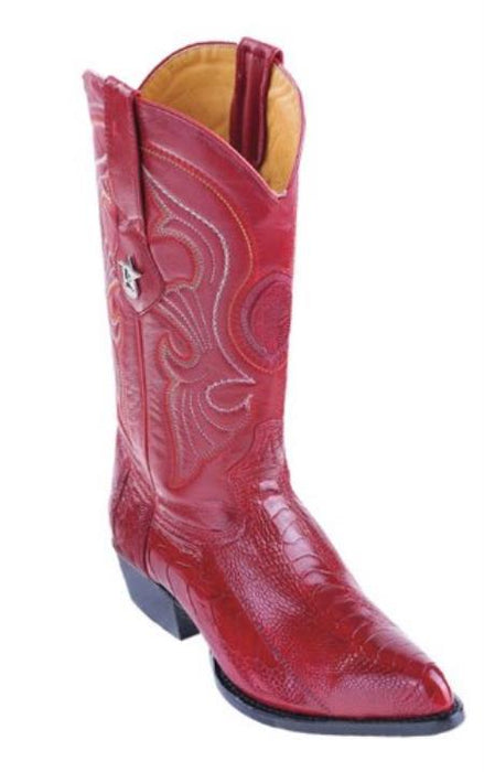 Los Altos Boots Red Ostrich Leg Cowboy Boots - Botas De Avestruz