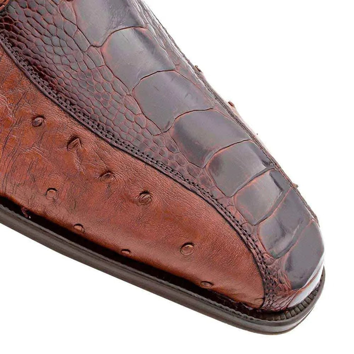 Mezlan Shoes Made in Spain - Mezlan Men's Genuine Full Quill Ostrich Leg Monk Brown  Strap Shoes