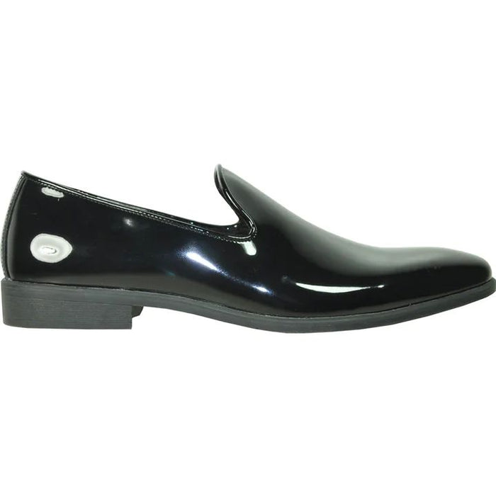 CHEAP DISCOUNTED PRICED - MENS CLASSIC PLAIN TOE SLIP ON PATENT LOAFER SHOE IN BLACK