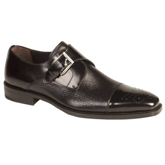 Mezlan Shoes Made in Spain - Phoenix Black Genuine Deerskin Monkstraps by Mezlan