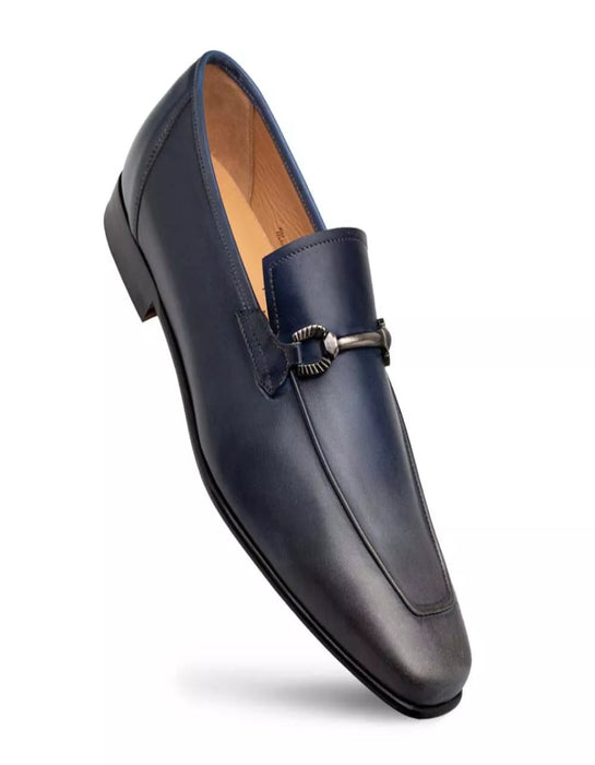 Mezlan Shoes Made in Spain - Mezlan Brunello Pearl Grey/Navy Two-Tone Bit Loafer