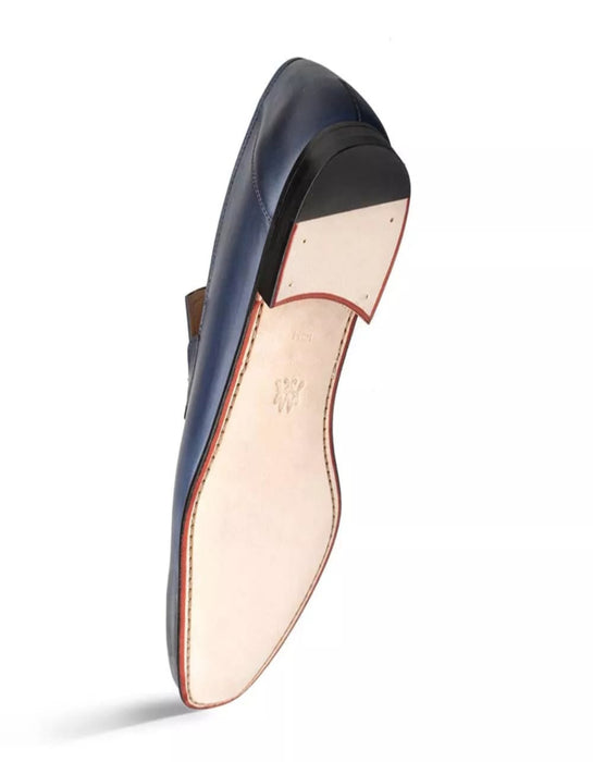 Mezlan Shoes Made in Spain - Mezlan Brunello Pearl Grey/Navy Two-Tone Bit Loafer