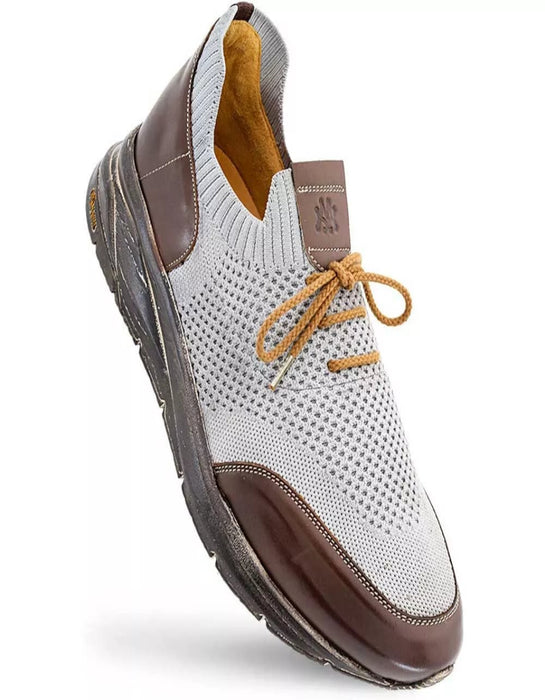 Mezlan Shoes Made in Spain - Mezlan Piedra Brown/Grey Tri-Tone Knitted Sneaker