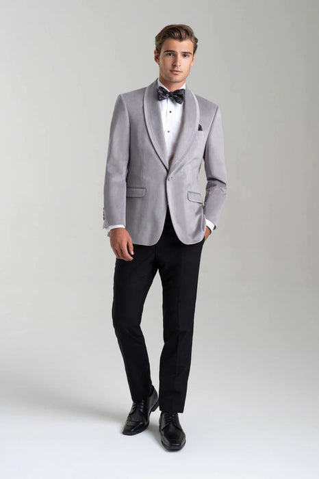 Velvet Blazer - Mens Blazer - Dinner Jacket - Venice Platinum Velvet Dinner Jacket Separates