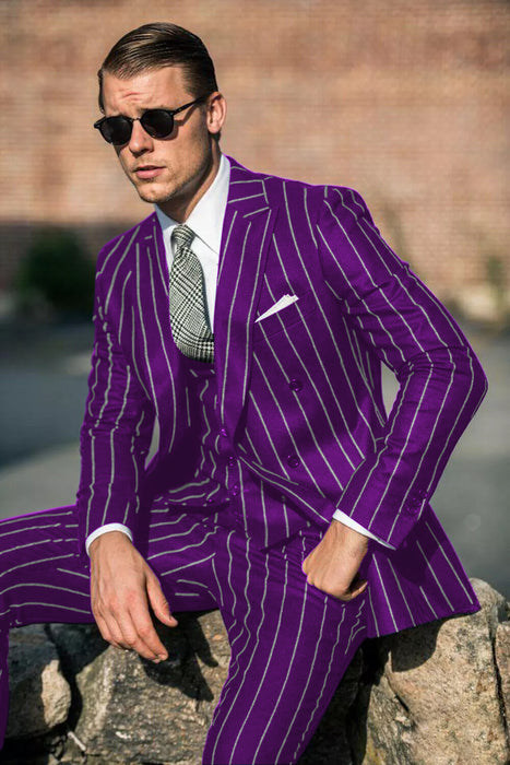 Purple Pinstripe Suit - Gangster Suit - 1920'S Suit