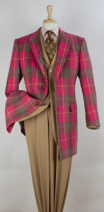 Veno Giovanni Men's 100% Wool 3/4 Length Length Top Coat Single Breasted