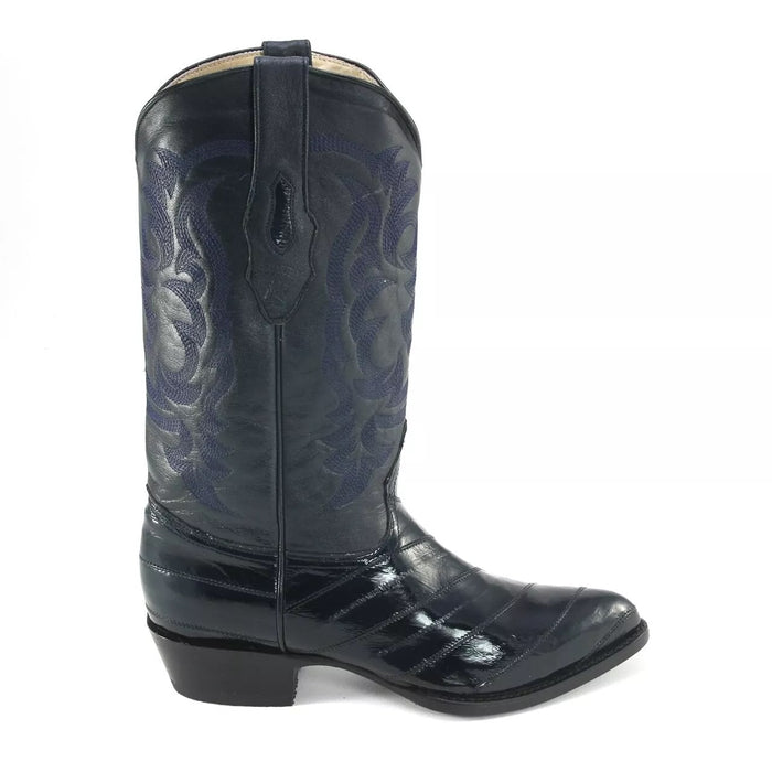 Men's Navy Eel Skin J-Toe Cowboy Boots - Los Altos Western Boots