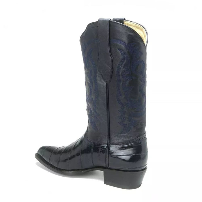 Men's Navy Eel Skin J-Toe Cowboy Boots - Los Altos Western Boots