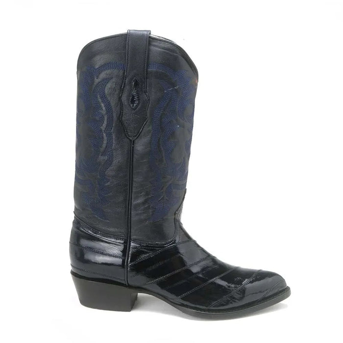 Men's Navy Eel Skin J-Toe Cowboy Boots - Los Altos Western Boots