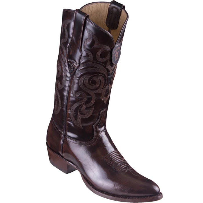 Men's Black Leather Cowboy Boots - Classic Round Toe Western Boots - Los Altos