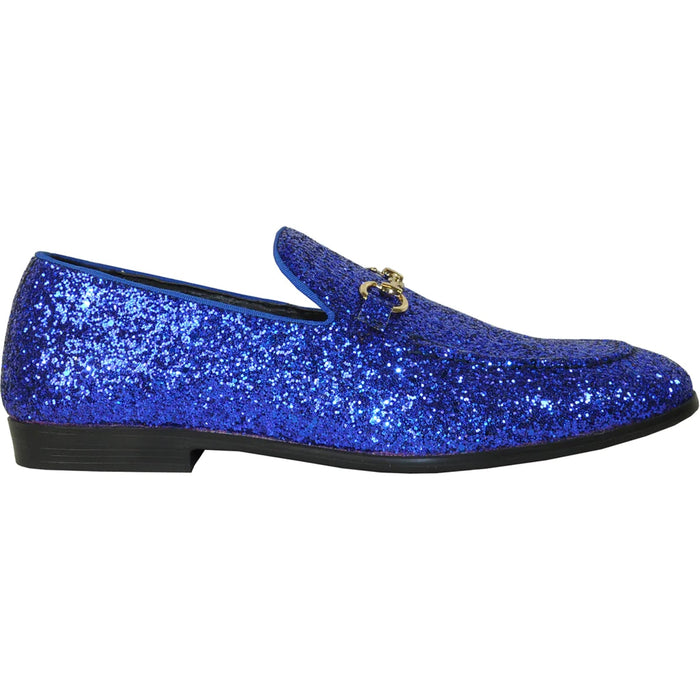 Cheap Discounted Priced - Royal Blue Glitter Sequin Men's Prom Tuxedo Loafer - Modern Style