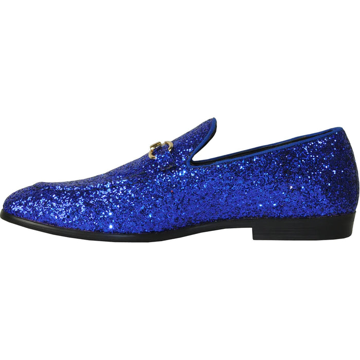 Cheap Discounted Priced - Royal Blue Glitter Sequin Men's Prom Tuxedo Loafer - Modern Style