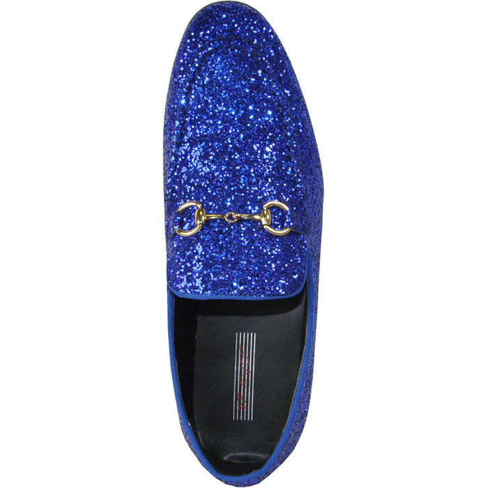 Cheap Discounted Priced - Royal Blue Glitter Sequin Men's Prom Tuxedo Loafer - Modern Style