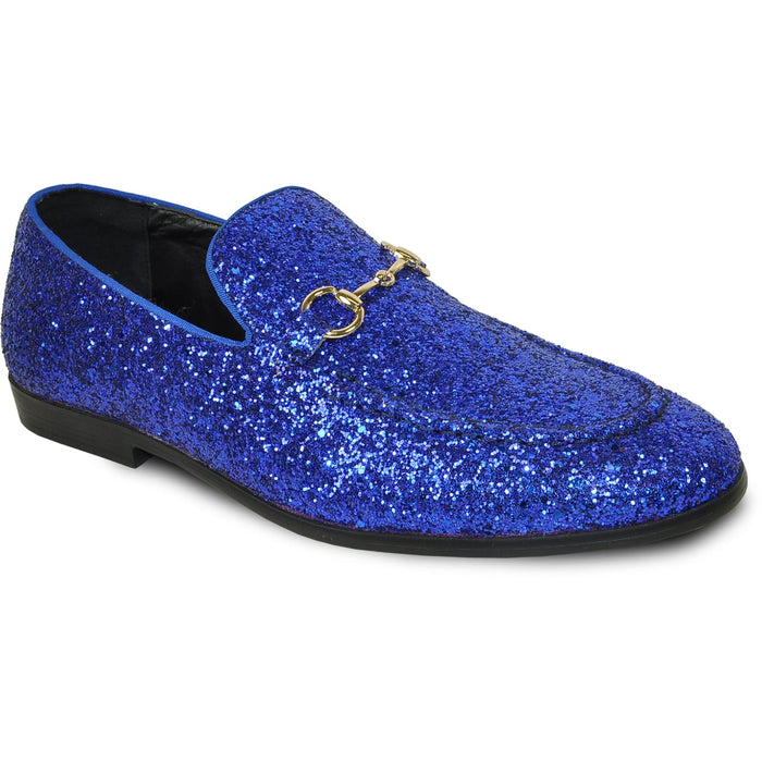 Cheap Discounted Priced - Royal Blue Glitter Sequin Men's Prom Tuxedo Loafer - Modern Style