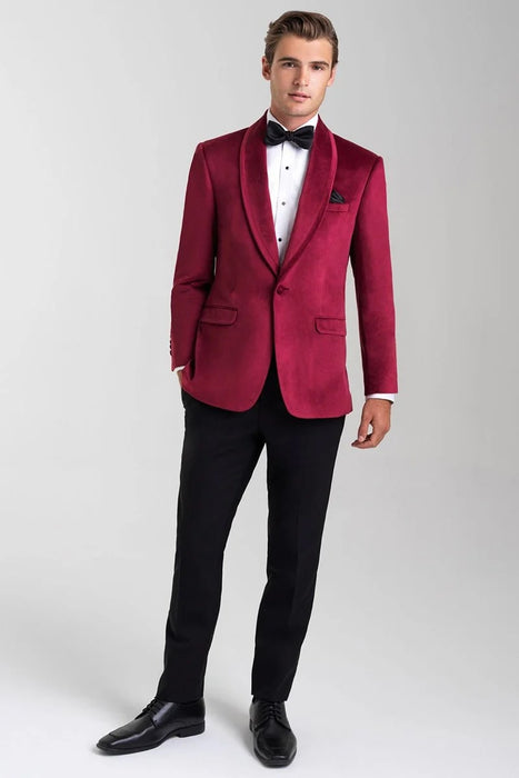 Velvet Blazer - Mens Blazer - Dinner Jacket - Venice Ruby Red Velvet Dinner Jacket Separates