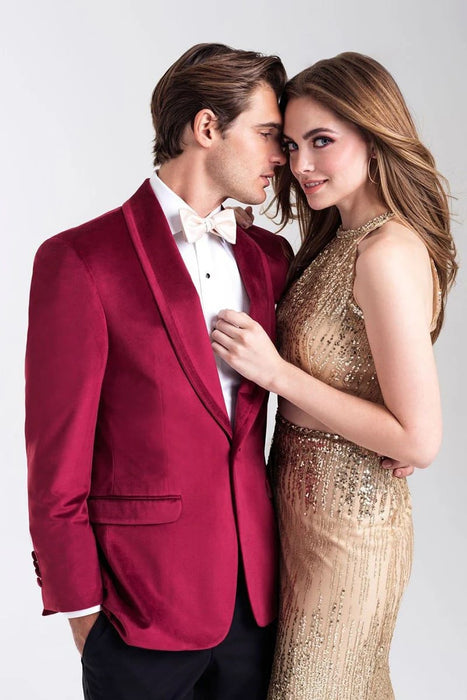 Velvet Blazer - Mens Blazer - Dinner Jacket - Venice Ruby Red Velvet Dinner Jacket Separates