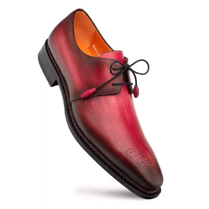 Mezlan Shoes Made in Spain - Mezlan Principe Burgundy/Rust Patina Leather Men Derby Shoes