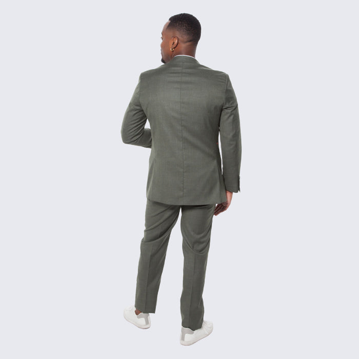 Olive Textured Suit Three Piece Set with Large Notch Lapel by Stacy Adams - Wedding - Prom