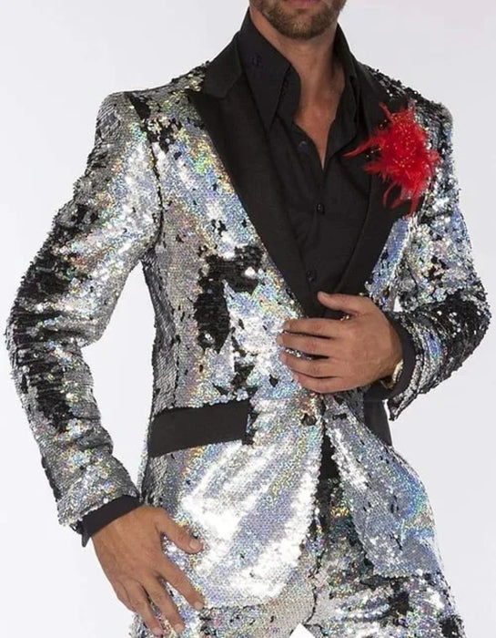Mardi Gras Outfit - Mardi Gras Blazer For Men in Color Red in Sequin Fabric