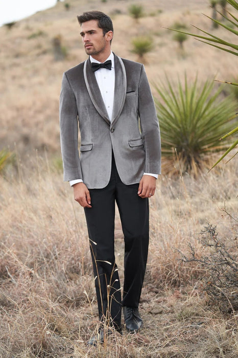 Velvet Blazer - Mens Blazer - Dinner Jacket - Venice Silver Grey Velvet Dinner Jacket Separates