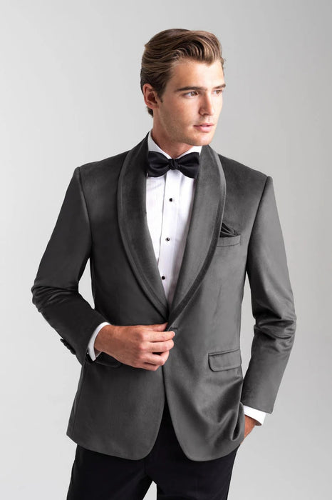 Velvet Blazer - Mens Blazer - Dinner Jacket - Venice Silver Grey Velvet Dinner Jacket Separates