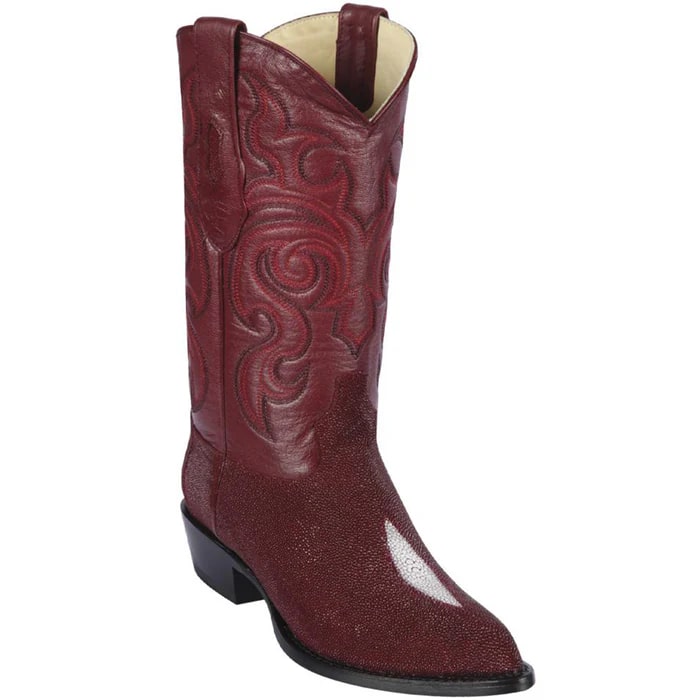 Men's Burgundy Stingray J-Toe Cowboy Boots: Los Altos Western Dress Boots