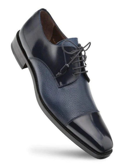 Mezlan Men's Soka Blue Leather Cap Toe Oxford Dress Shoes