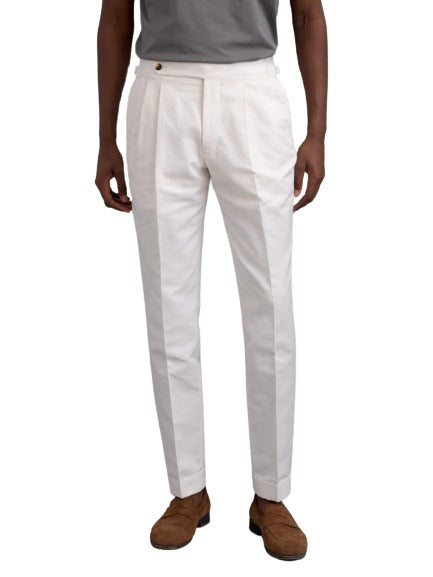 Solid White 1 Pleated Dress Pants mensusa