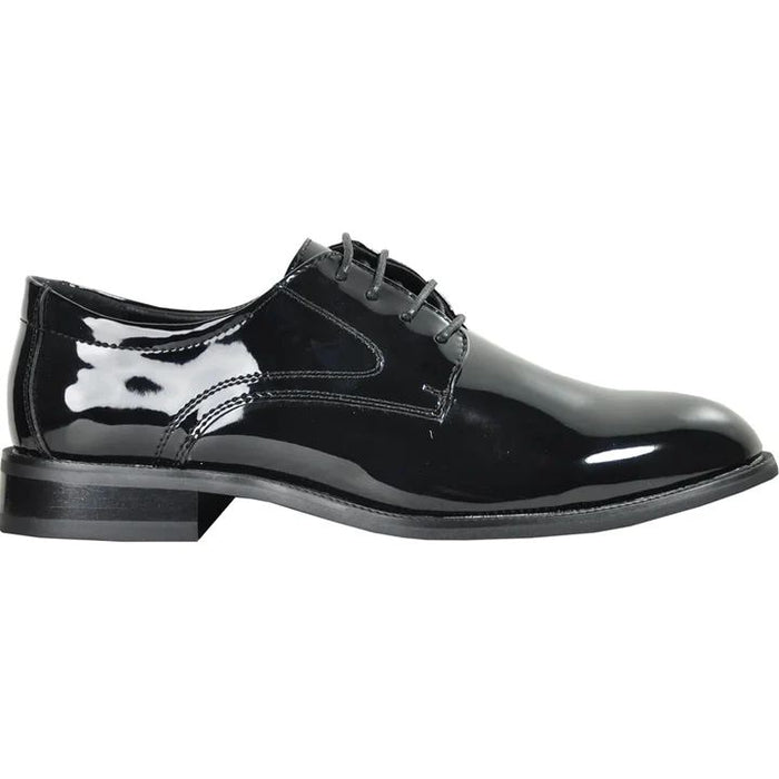 CHEAP DISCOUNTED PRICED - MENS PLAIN ROUND TOE SHINY PATENT SHOE IN BLACK