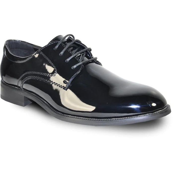 CHEAP DISCOUNTED PRICED - MENS PLAIN ROUND TOE SHINY PATENT SHOE IN BLACK