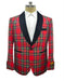 Mens Tartan Christmas Plaid Holiday Blazer in Red - Men's Tuxedo USA