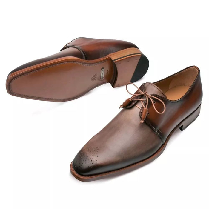 Mezlan Shoes Made in Spain - Mezlan Montes Taupe & Cognac Italian Calfskin Menâ€™s Oxford