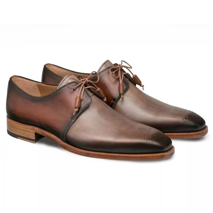 Mezlan Shoes Made in Spain - Mezlan Montes Taupe & Cognac Italian Calfskin Menâ€™s Oxford